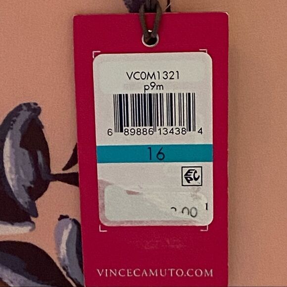 NWT VINCE CAMUTO Peach Floral Sleeveless A-line Dress. SZ 16 - Picture 6 of 15